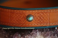 Halsband Leder, kelt.Knoten, türkis 33-39cm