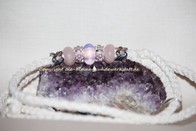 Showleine Hirschleder weiß Rosenquarz