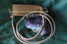 Showleine Känguruleder natur mit echtem Jaspis