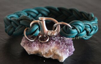Halsband Nappaleder petrol doppelt geflochten