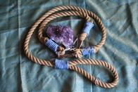 Halsband+Leine Tauwerk natur-jeansblau